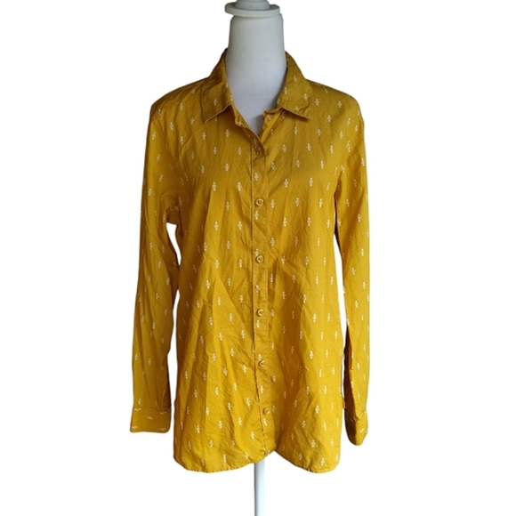 Garnet Hill Signature Organic Pima Cotton Essential Button Up Shirt Size 12 - Picture 1 of 8